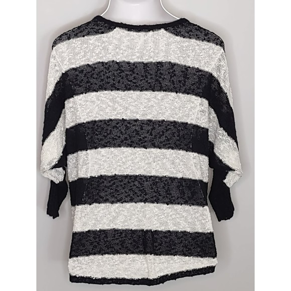 CLEARANCE LA Hearts Black and White Striped Textured Sweater - Picture 3 of 6